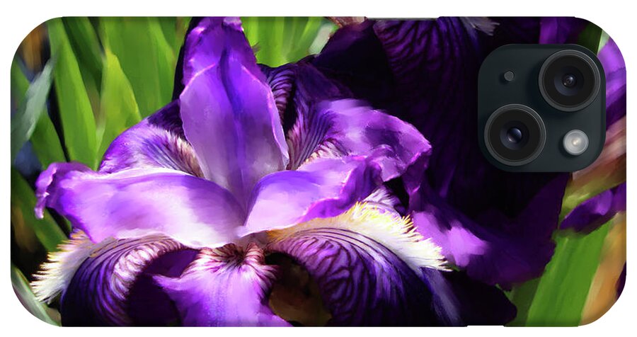 Iris iPhone Case featuring the digital art Garden Iris by Lisa Redfern