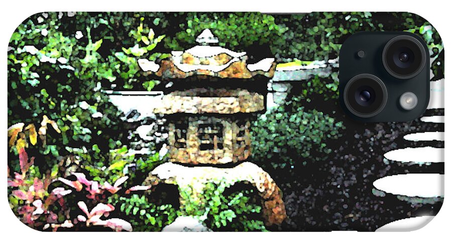 Chinese iPhone Case featuring the mixed media Garden Lantern by Shirley Heyn