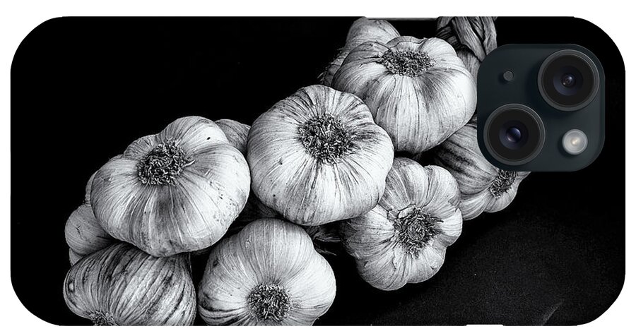 Garlic iPhone Case featuring the photograph Garlic from France Monochrome by Jeff Townsend