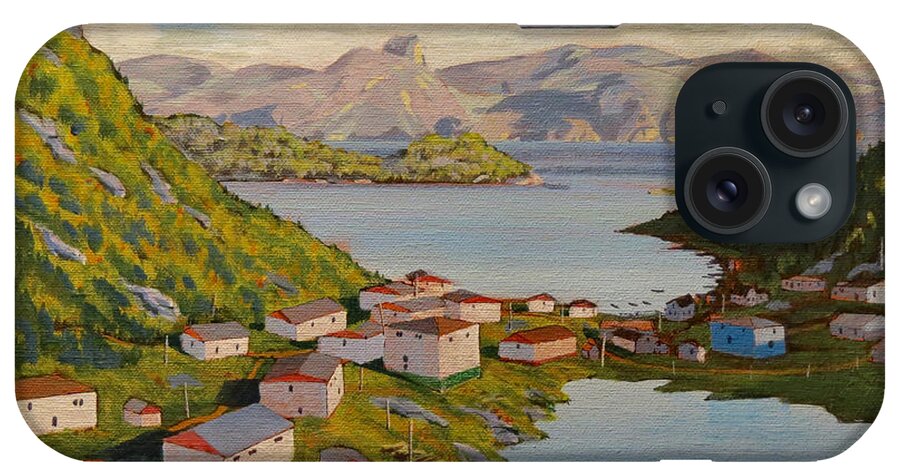 Summer iPhone Case featuring the painting Gaultois Village Newfoundland by David Gilmore