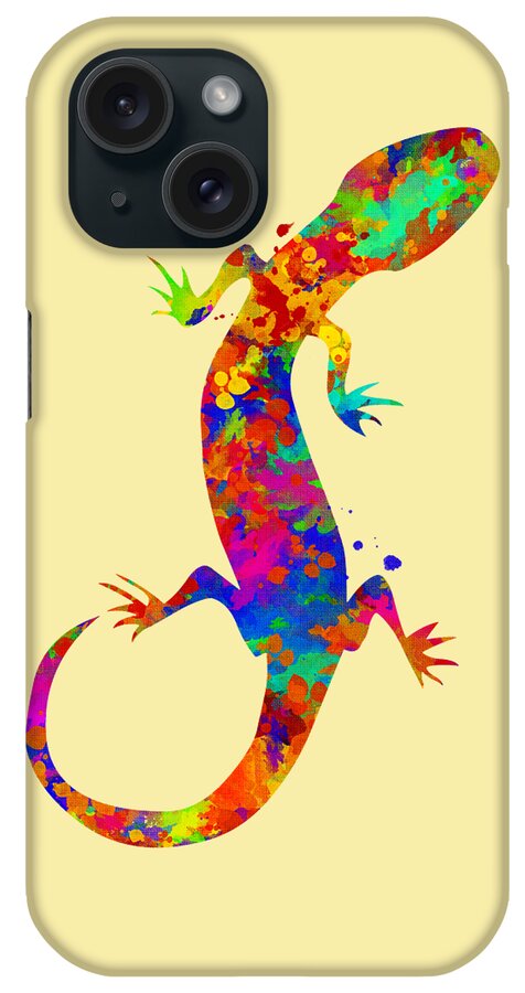 Gecko iPhone Case featuring the mixed media Gecko Watercolor Art by Christina Rollo