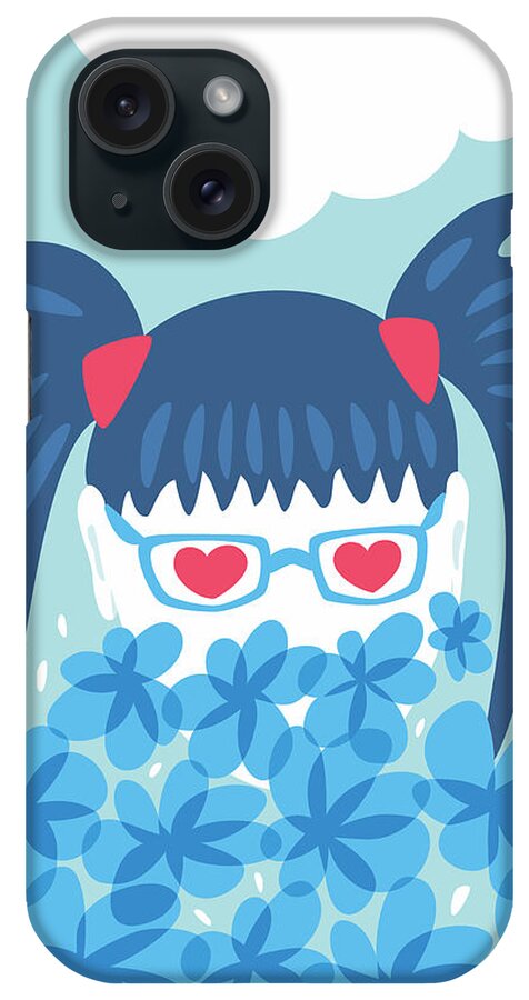 Spring iPhone Case featuring the digital art Geek Girl Waiting For Spring by Boriana Giormova