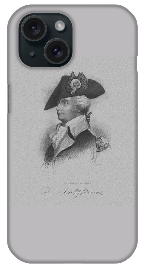 Revolutionary War iPhone Case featuring the mixed media General Anthony Wayne by War Is Hell Store