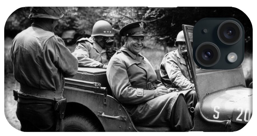 Eisenhower iPhone Case featuring the photograph General Eisenhower In A Jeep by War Is Hell Store