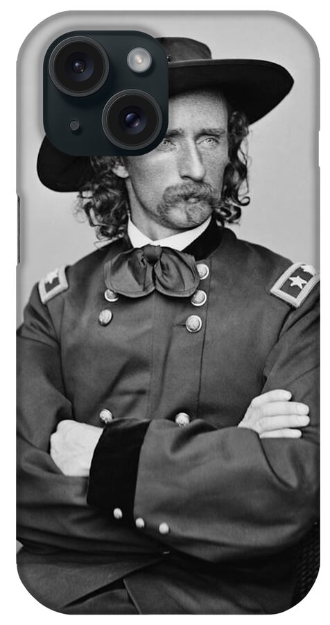 George Armstrong Custer iPhone Case featuring the photograph General George Armstrong Custer by War Is Hell Store