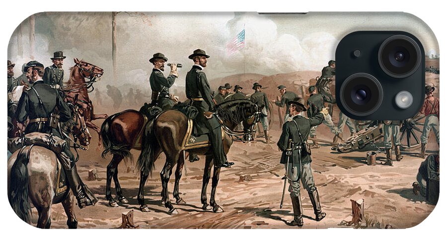 General Sherman iPhone Case featuring the painting General Sherman Observing The Siege of Atlanta by War Is Hell Store