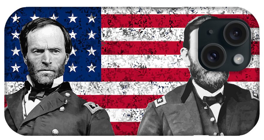 Civil War iPhone Case featuring the painting Generals Sherman and Grant by War Is Hell Store