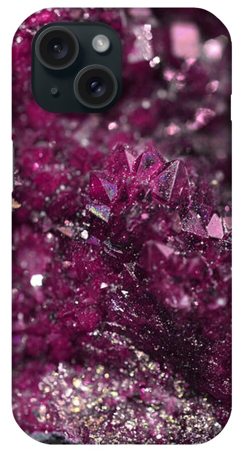 Geode iPhone Case featuring the photograph Geode Abstract Raspberry by Lisa Argyropoulos
