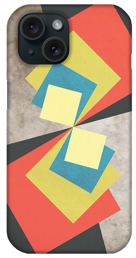 Graphic iPhone Case featuring the digital art Geometric Grunge Squares by Phil Perkins