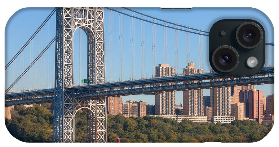 Clarence Holmes iPhone Case featuring the photograph George Washington Bridge and Lighthouse II by Clarence Holmes