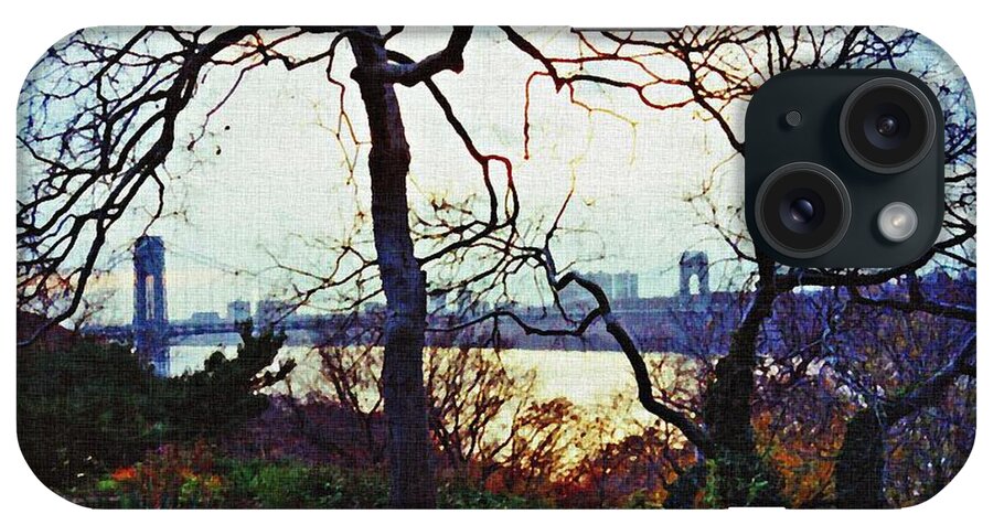 Bridge iPhone Case featuring the photograph George Washington Bridge at Sunset by Sarah Loft