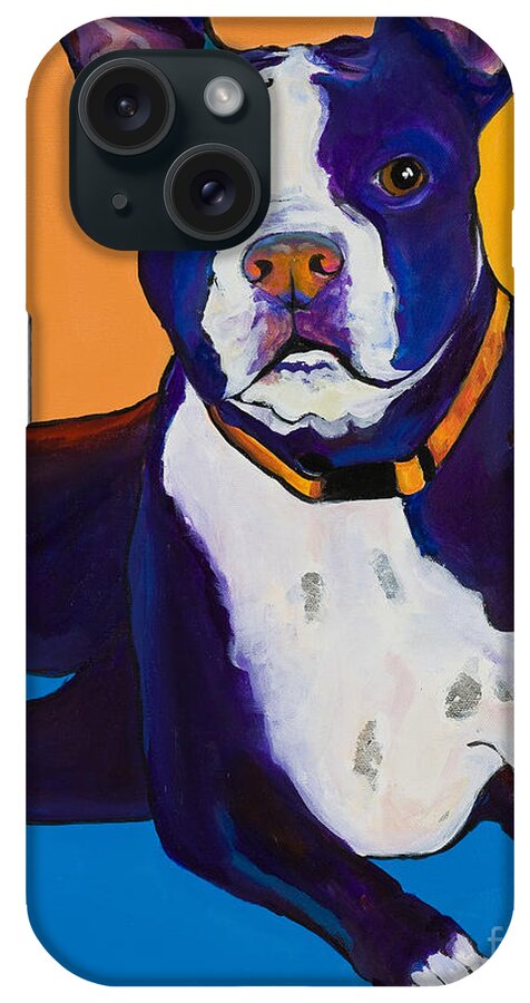 Boston Terrier iPhone Case featuring the painting Georgie by Pat Saunders-White