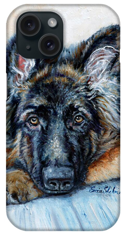 Animals iPhone Case featuring the painting German Shepherd by Portraits By NC