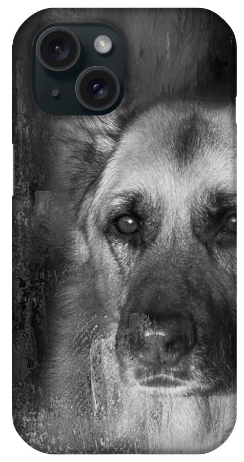 German Shepherd iPhone Case featuring the photograph German Shepherd in Black and White by Eleanor Abramson