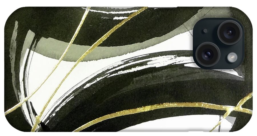 Original Watercolors iPhone Case featuring the painting Gilded Threads 4 by Chris Paschke