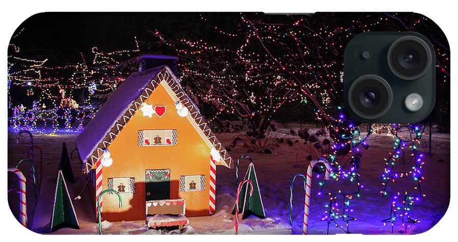 Christmas Lights iPhone Case featuring the photograph Gingerbread House at Lilacia Park by Joni Eskridge