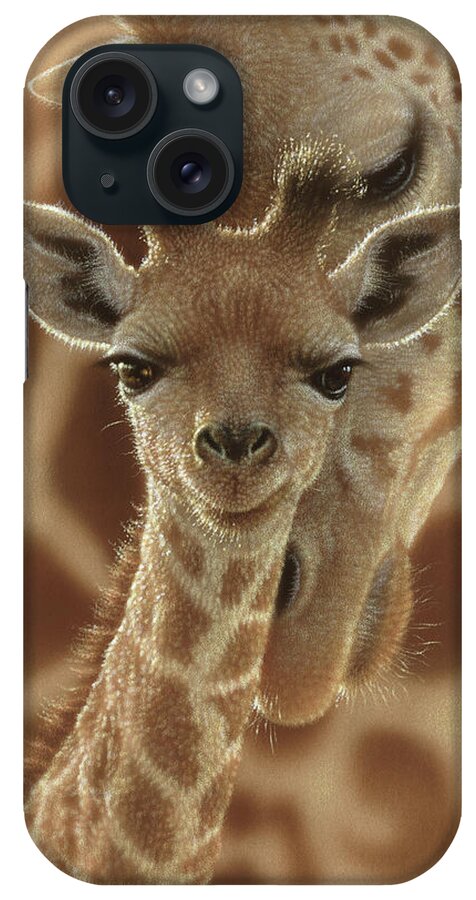 Giraffe Art iPhone Case featuring the painting Giraffe Baby - New Born by Collin Bogle