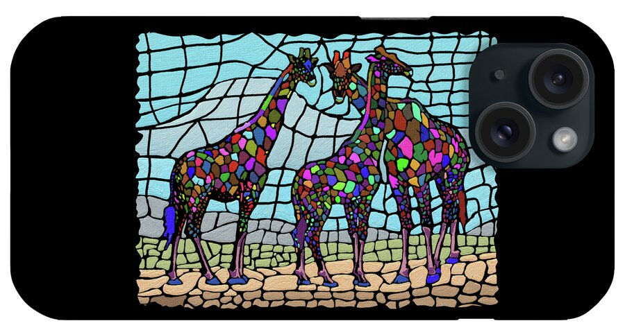 Giraffe iPhone Case featuring the painting Giraffe Maze by Anthony Mwangi