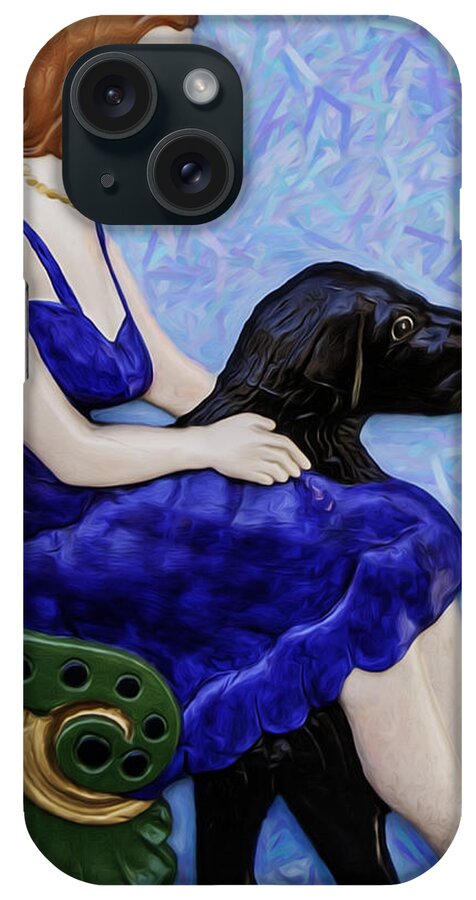 Vibrant Colors iPhone Case featuring the digital art Girl and Dog by Joe Paradis