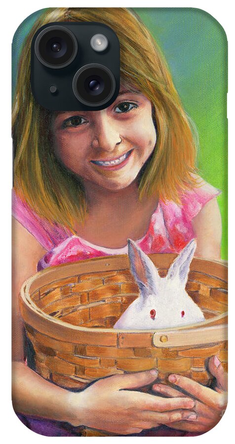 Girl iPhone Case featuring the painting Girl with a Bunny by Jeanette French
