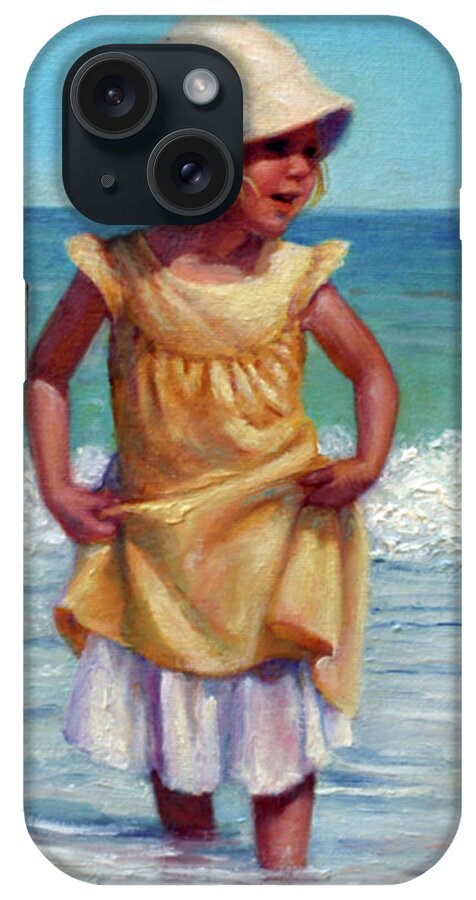 Children At The Beach iPhone Case featuring the painting Girl with Bonnet by Marie Witte