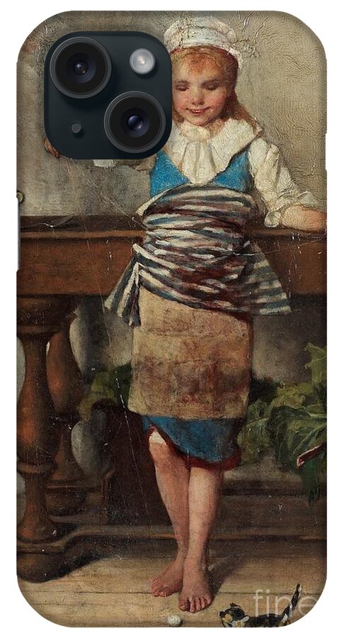 Emma Ekwall iPhone Case featuring the painting Girl With Kitten by Celestial Images