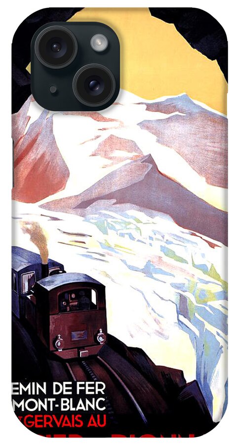 Glacier De Bionnassay iPhone Case featuring the painting Glacier de Bionnassay, railway, France by Long Shot