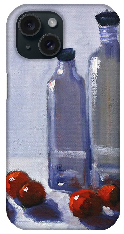 Still Life iPhone Case featuring the painting Glass and Cherries by Nancy Merkle