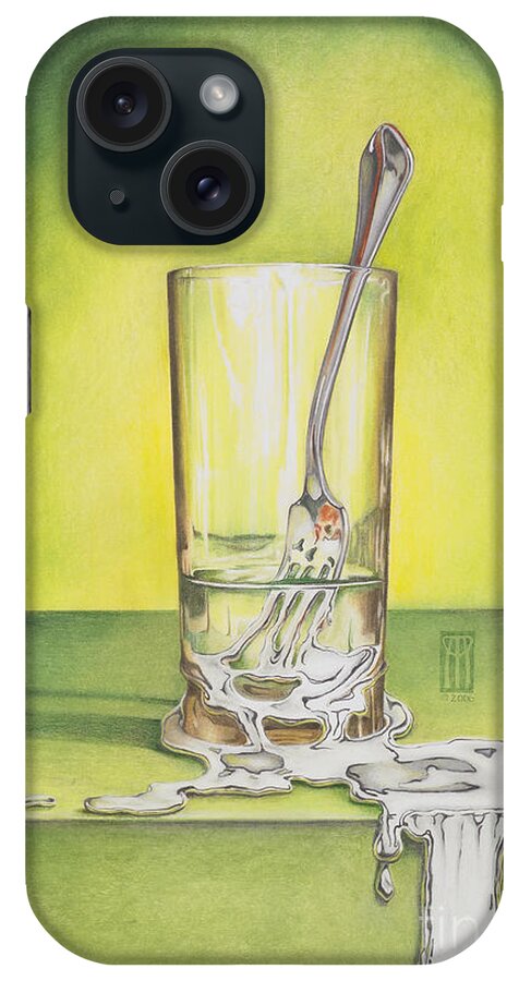 Bizarre iPhone Case featuring the painting Glass with Melting Fork by Melissa A Benson