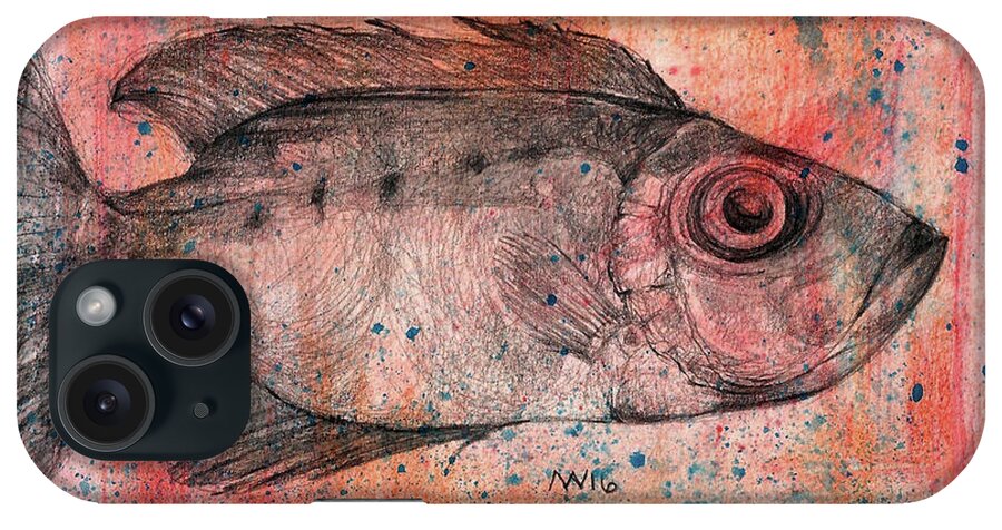 Fish iPhone Case featuring the mixed media Glasseye Snapper by AnneMarie Welsh