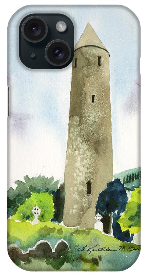  iPhone Case featuring the painting Glendalough Tower by Kathleen Barnes