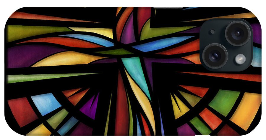 Stained Glass Christian Artwork iPhone Case featuring the mixed media Glory To God by Shevon Johnson
