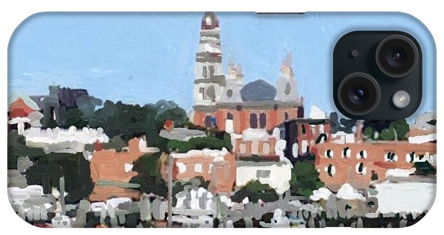 Gloucester iPhone Case featuring the painting Gloucester City Hall from Inner Harbor by Melissa Abbott