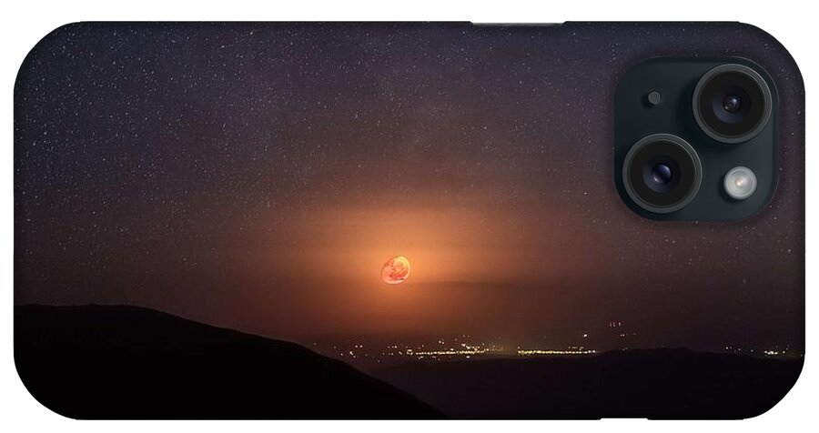 Night iPhone Case featuring the painting Glowing Blood Moon by Celestial Images