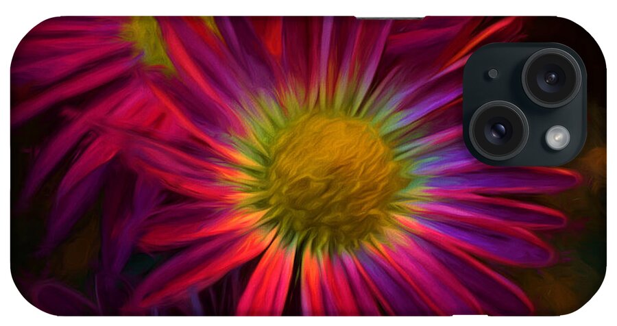 Flower iPhone Case featuring the digital art Glowing eye of flower by Lilia S