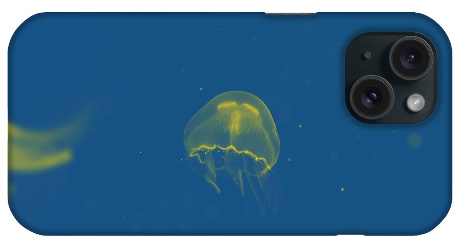 Fish iPhone Case featuring the painting Glowing jelly fish by Celestial Images