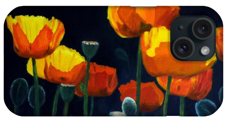Still Lifes iPhone Case featuring the painting Glowing poppies by George Tuffy