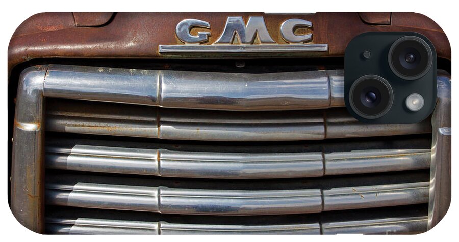 Gmc iPhone Case featuring the photograph GMC Truck Grille-Signed-#0933 by J L Woody Wooden