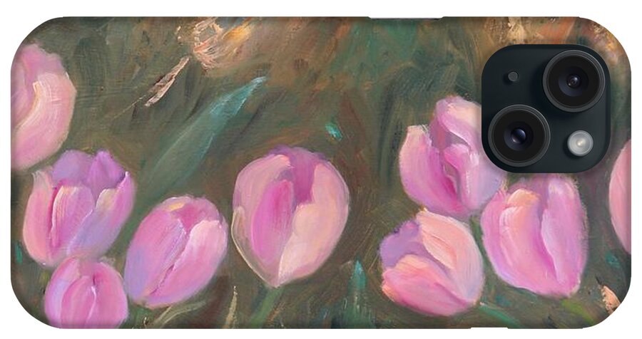 Tulips iPhone Case featuring the painting God Laughs by Nataya Crow