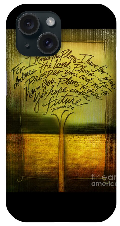 Jeremiah 29:11 Artwork iPhone Case featuring the mixed media God's Plans by Shevon Johnson