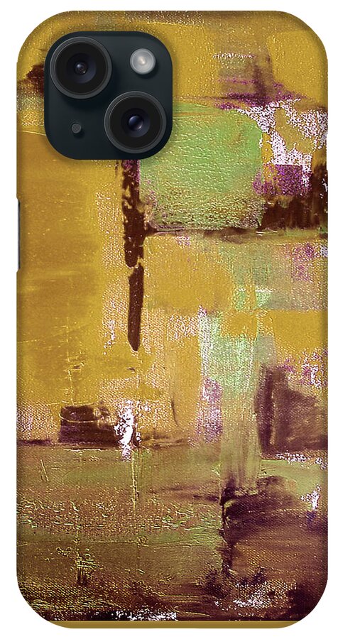Abstract iPhone Case featuring the painting Gold Abstract by Gina De Gorna