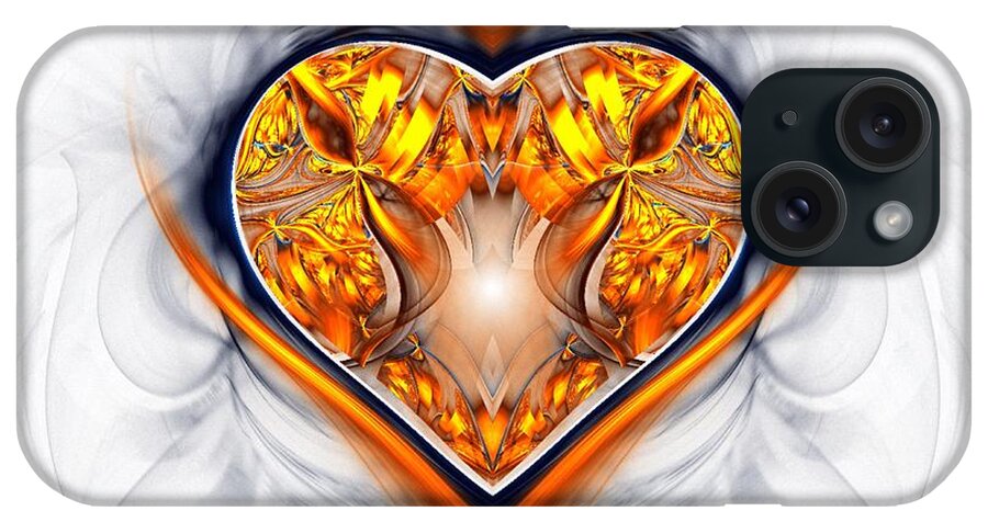 Digital iPhone Case featuring the digital art Gold and Sapphire Heart by Sandra Bauser