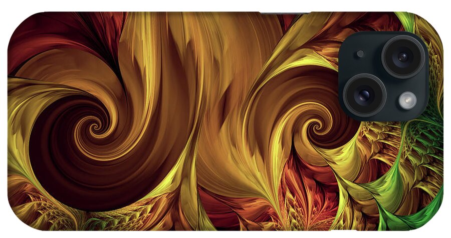 Abstract iPhone Case featuring the digital art Gold Curl by Deborah Benoit