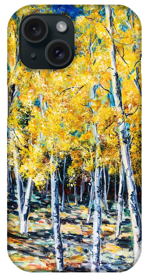 Aspen iPhone Case featuring the painting Golden Aspen by Sally Quillin