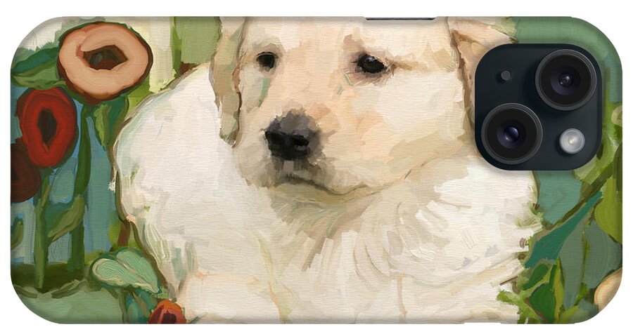 Puppy iPhone Case featuring the painting Golden Day by Carrie Joy Byrnes