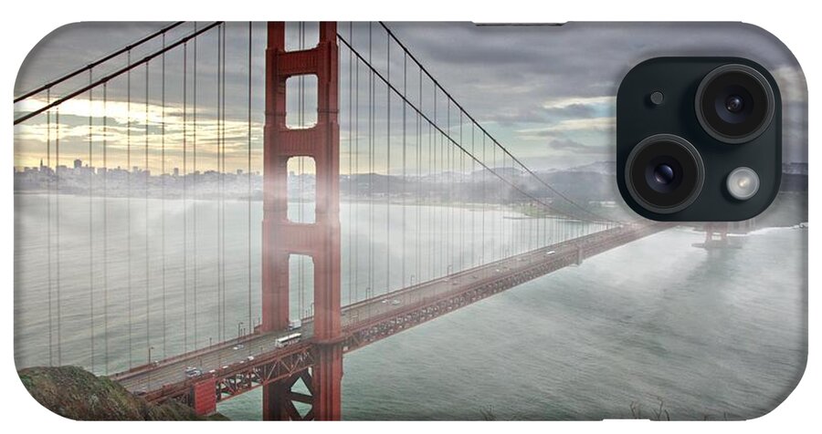 Photography By Suzanne Stout iPhone Case featuring the photograph Golden Gate Fog by Suzanne Stout