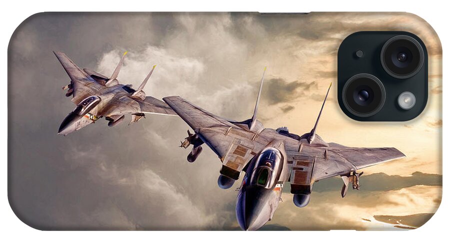 Aviation iPhone Case featuring the digital art Golden Hour Bounty Hunters by Peter Chilelli