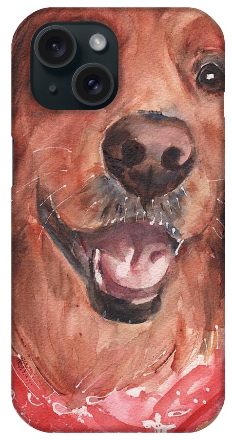 Golden Retriever iPhone Case featuring the painting Golden Retriever Dog in watercolori by Maria Reichert