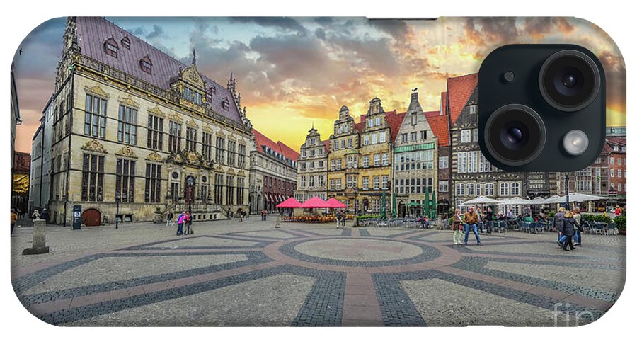 Am Markt iPhone Case featuring the photograph Golden Skies of Bremen by JR Photography