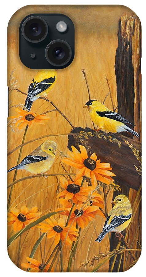 Song Birds iPhone Case featuring the painting Golden Treasures by Johanna Lerwick
